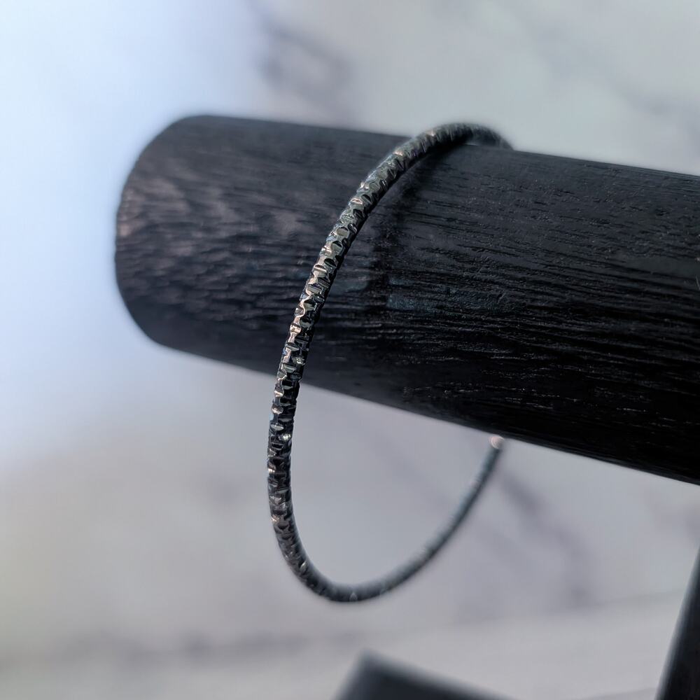 Vintage Bangle - Dark Metal with Pattern - A Bit Over 8.5"